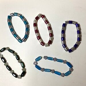 Bundle of 5 Stretchy Beaded Colorful Multicolored Bracelets